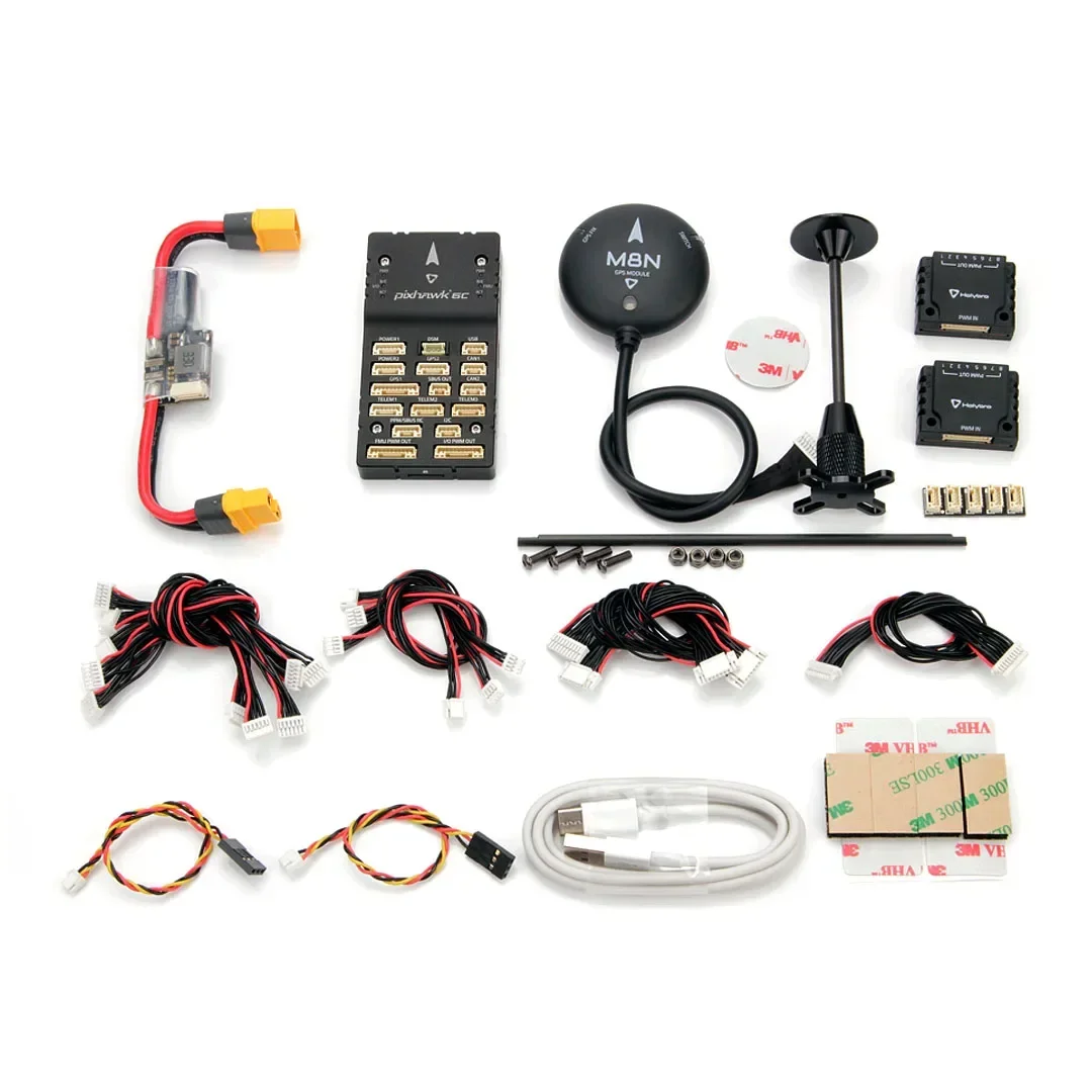 Holybro Pixhawk 6C Автопилот H743 Контроллер полета (алюминиевый корпус) Модуль питания PM02/PM07 M8N GPS для радиоуправляемых мультироторных самолетов