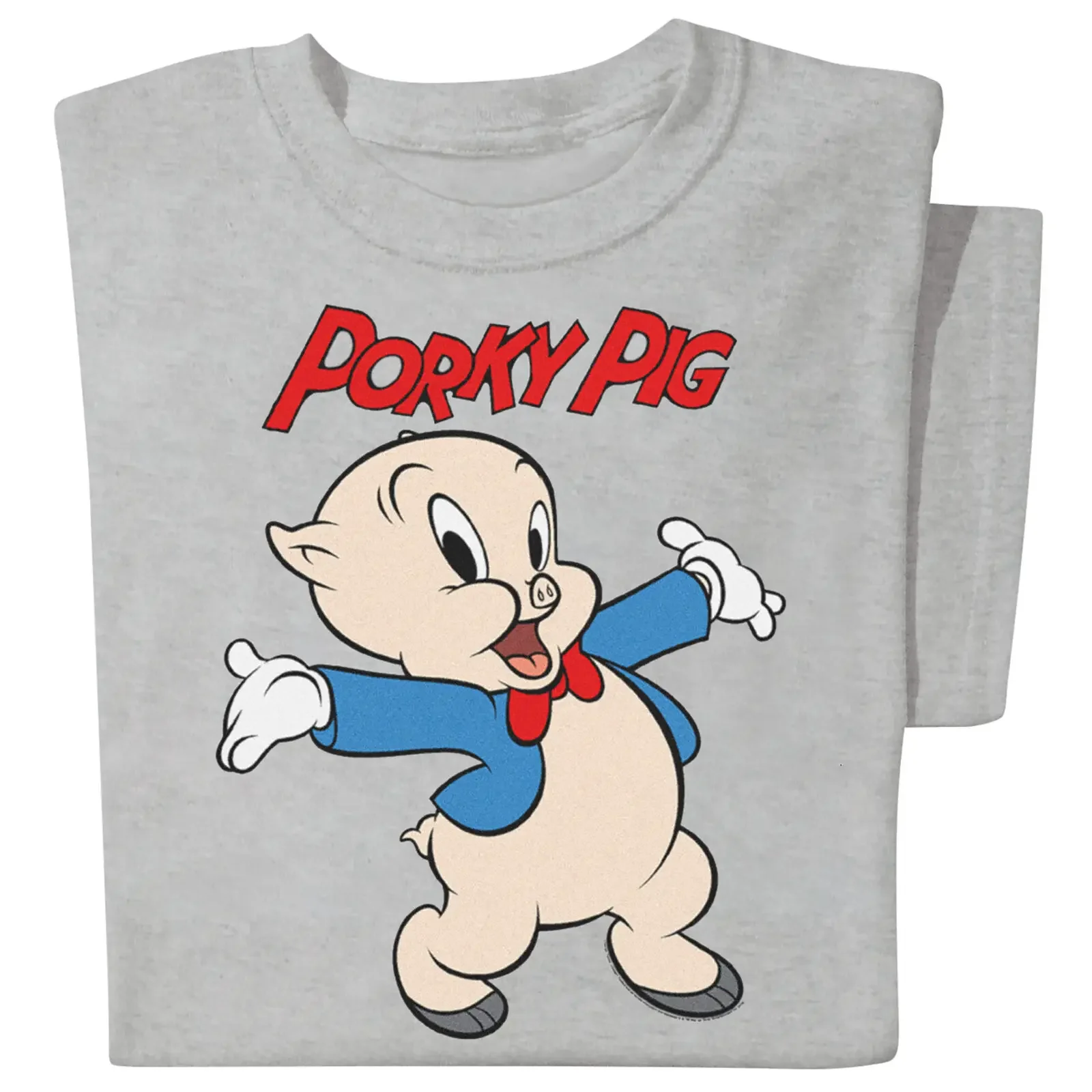 T-Shirt Grafica A Maniche Corte In Cotone Grigio Argento Porky Pig