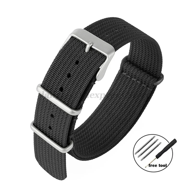 Enhanced Nylon Braid Ribbed Sport Strap with Matte Buckles