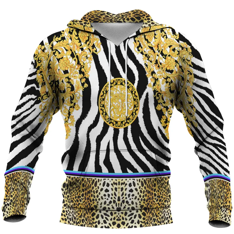 

Harajuku Vintage Style Men Hoodies Leopard Chain Totem Flower Luxury Pattern Print Hooded Sweatshirt Female Pullover Clothes 6XL
