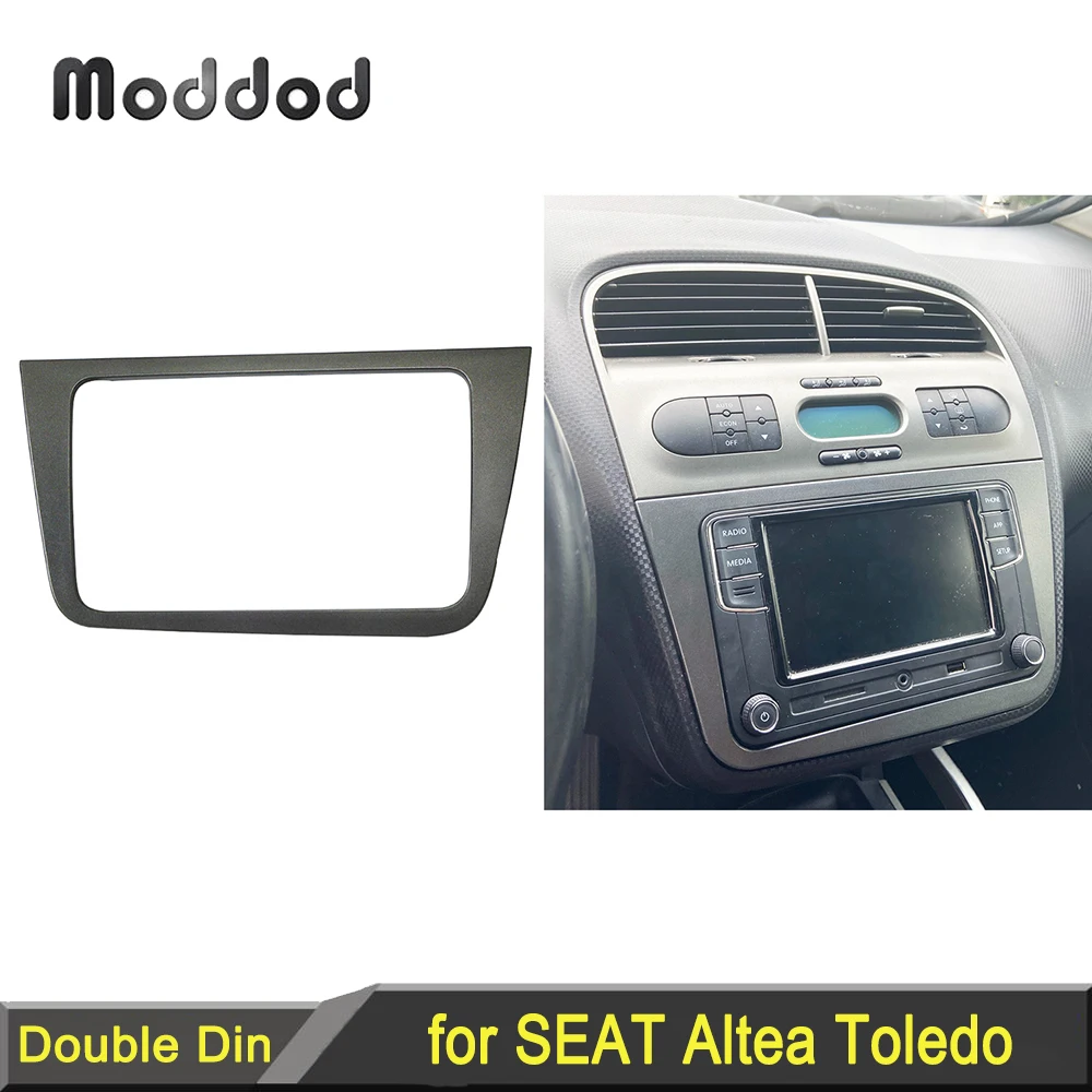 Double 2 Din Car Radio Fascia for Seat Altea 2004+ Toledo 2004-2009 Stereo Panel Dash Mounting Installation Trim Kit Frame Bezel reakosound 7 2 din car radio for toyota corolla 2003 2004 2005 2006 android auto stereo multimedia player head unit with frame