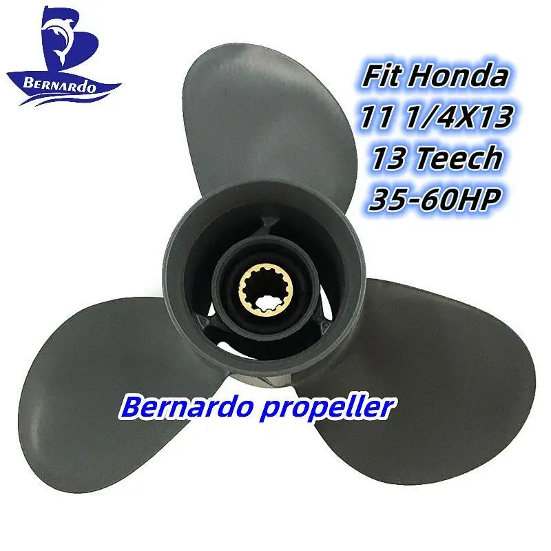 Bernardo Boat Propeller Fit Honda 11 1/4X13 Outboard Engine 35 40 45 50 60 HP Motor Aluminum Alloy Screw 3 Blade 13 Tooth Spline remotekey 5pcs smart emergency key blade hon66 uncut blade for honda small insert key blade