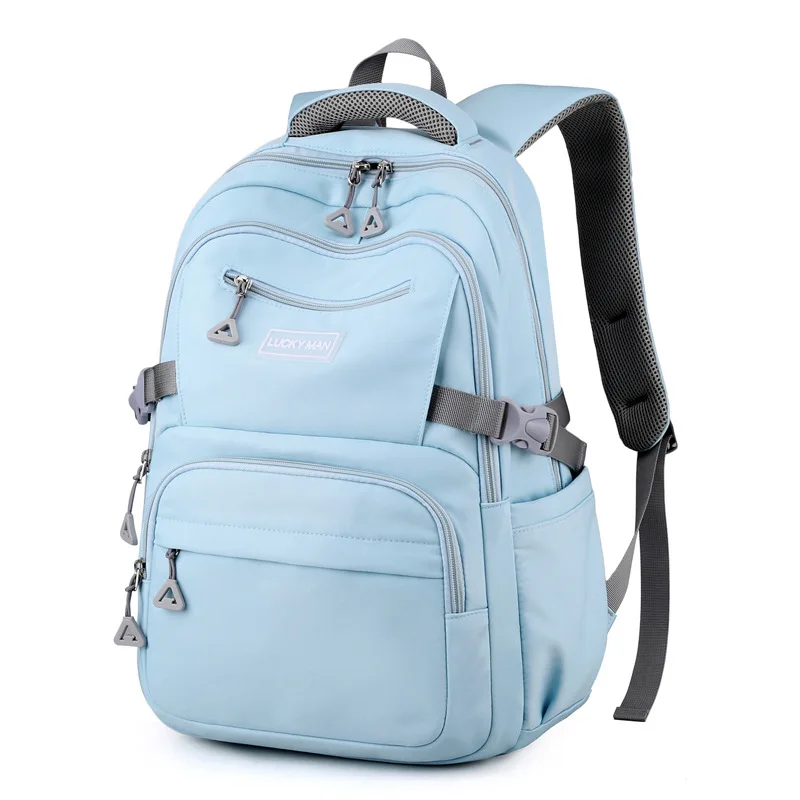 Women's Backpack Fashion Solid Color Backpack Teenage Girls School Shoulder Bag Waterproof Nylon Bagpack 