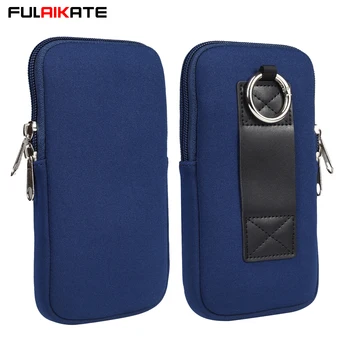FULAIKATE Borsa per telefono in nylon elastico per iPhone 16 Pro Max Custodia in vita per Samsung S24 Ultra S22 Custodia per collo universale con anello 1
