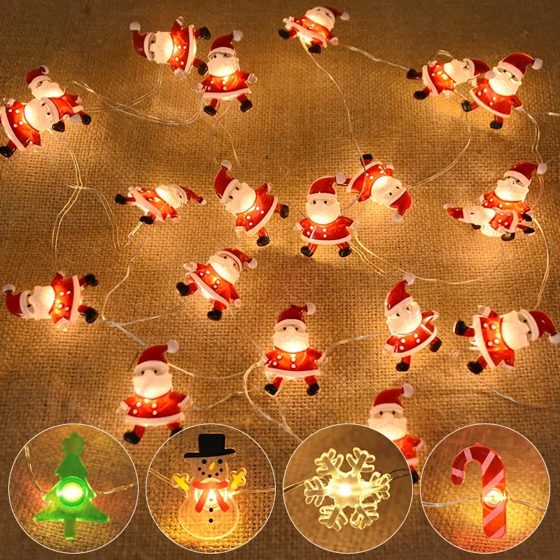 2M 20LED Santa Claus Snowman Elk Garland Lights String Christmas Decorations for Home Xmas Tree Ornaments Navidad New Year christmas decorations