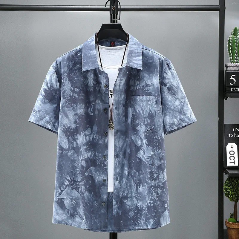 Рубашка мужская летняя из дышащего хлопка, размеры до 10XL