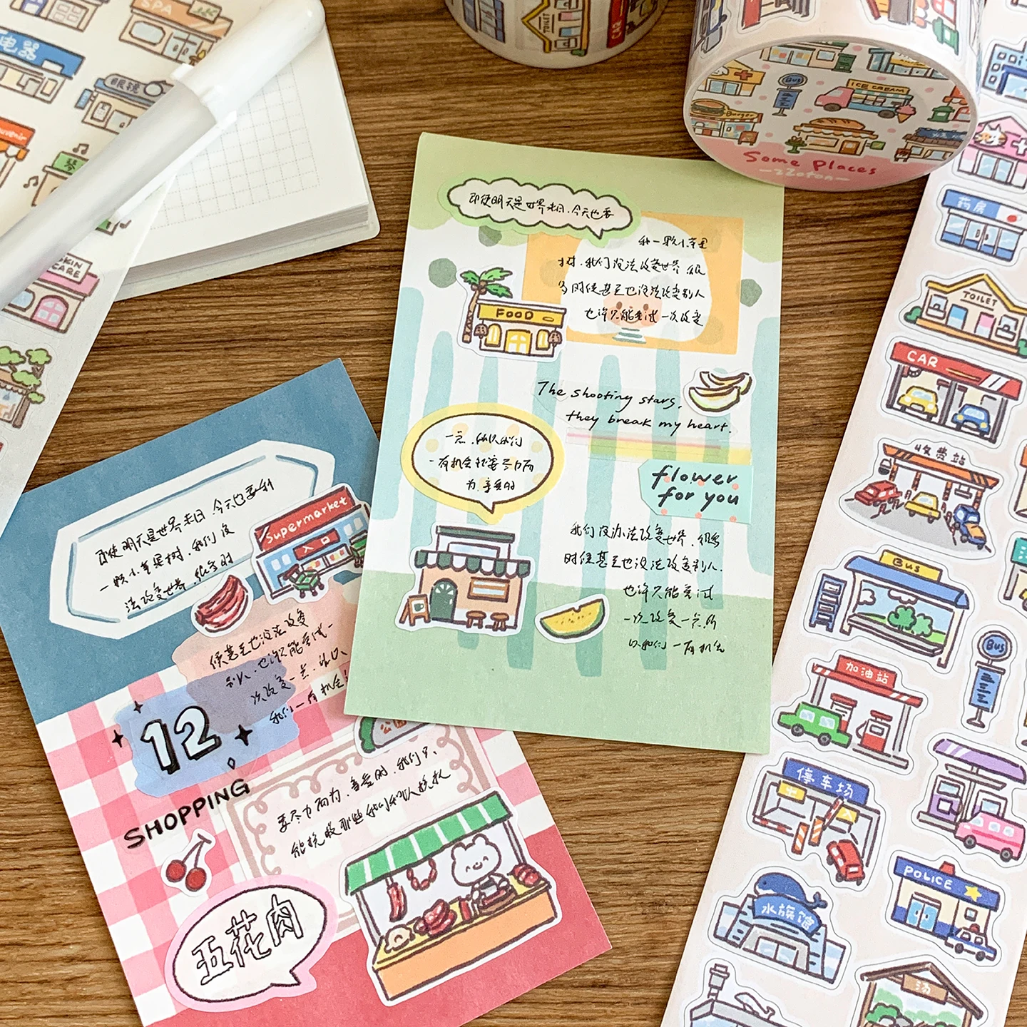 ZZOTON 과일 및 야채 위치 장식 Washi 필기 용지 스티커 DECO
