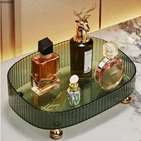 Large Capacity Perfume Dresser Transparent Desktop Storage Box Bathroom Makeup Tray Lotion Bottle Cosmetics Skin Care Products 1