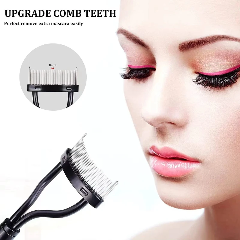 Eyelash Separator Metal Teeth Straight Eyelash Curler Beauty Makeup Stainless Brush Comb Mascara Curl Makeup Tool