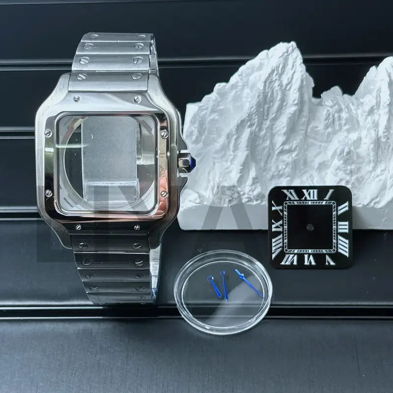 38mm Square Watch Case 316L Steel Strap Watch Repair Modification No Logo 27mm Dial for Sandoz NH36 NH35 NH70 Automatic Movement - Image 3