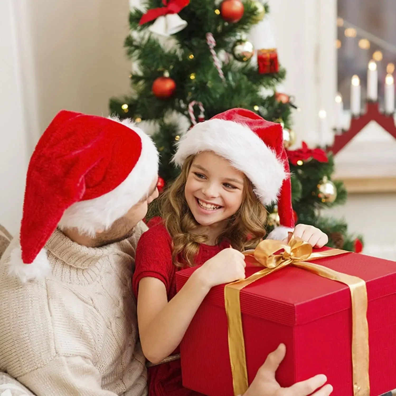 New Year Plush Christmas Hat Adults Kids Christmas Decorations For Home Xmas Santa Claus Gift Warm Winter Caps Navidad Noel