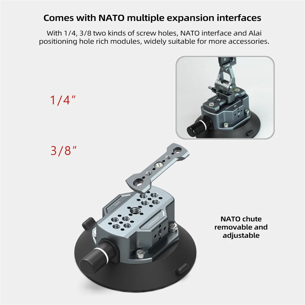 새로운 핸드 펌프 차량용 흡착식 폰 액션 카메라 홀더 W NATO 360도 조절 가능 1/4 3/8 고프로 인스타360 DSLR 액션 카메라용