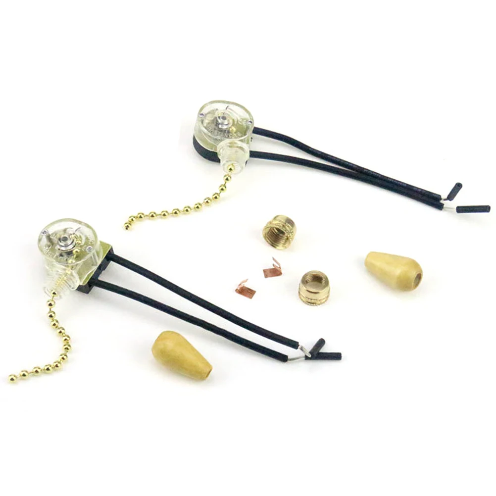 DIY Wall Light Pull Switch Home Ceiling Fan Lamp Universal Pull Chain Cord Switch Set 250V 3*2.2*1.6cm