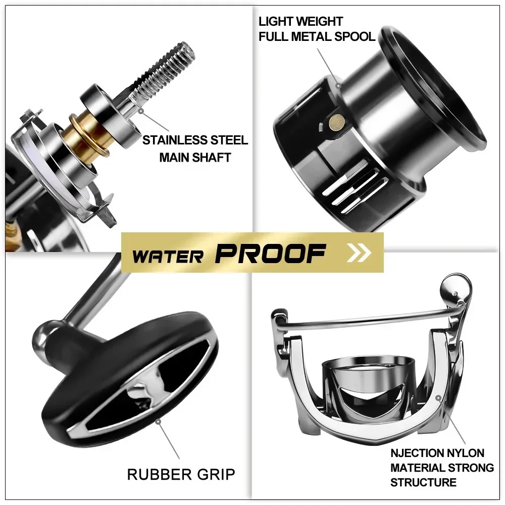 Spinning Reel 1000S 2000S 2500S 3000S Fishing Reel CNC Metal Rocker Arm Casting Reel 5.5:1 Gear Ratio 7+1BB Fishing Tackle