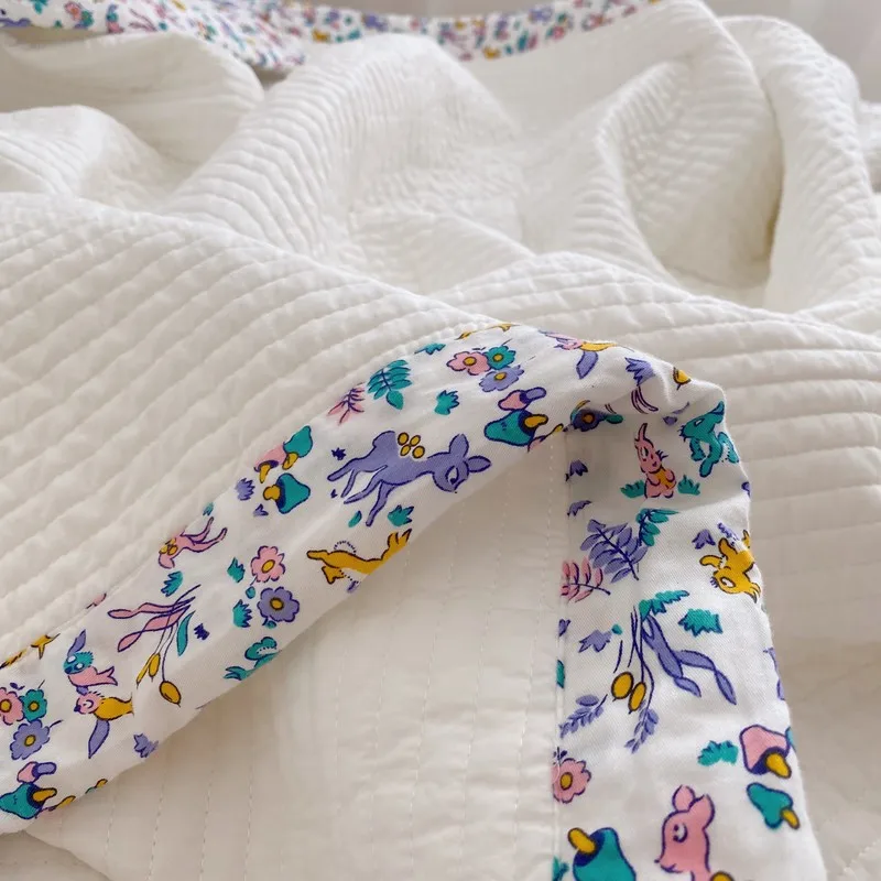 Korean Fashion Cartoon Deer Baby Bedding Blanket Cotton Crib Cover Sheet Kindergarten Mattress Game Mat Newborns Nursery