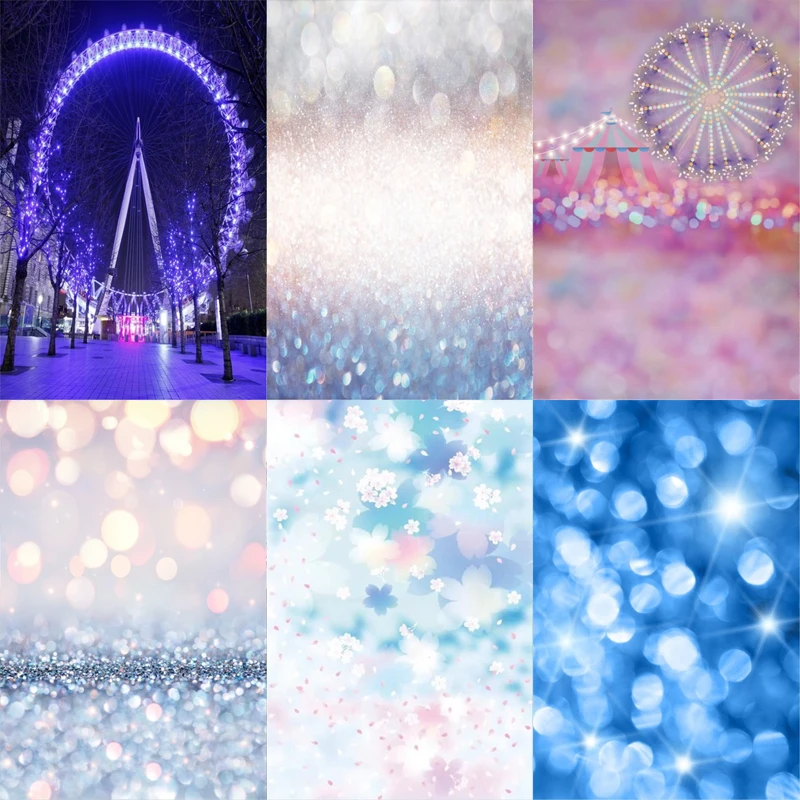 

Мечтательное колесо обозрения розовый фон для фотосъемки градиентные цвета в горошек семейный боке детский Портрет фон баннер плакат реквизит