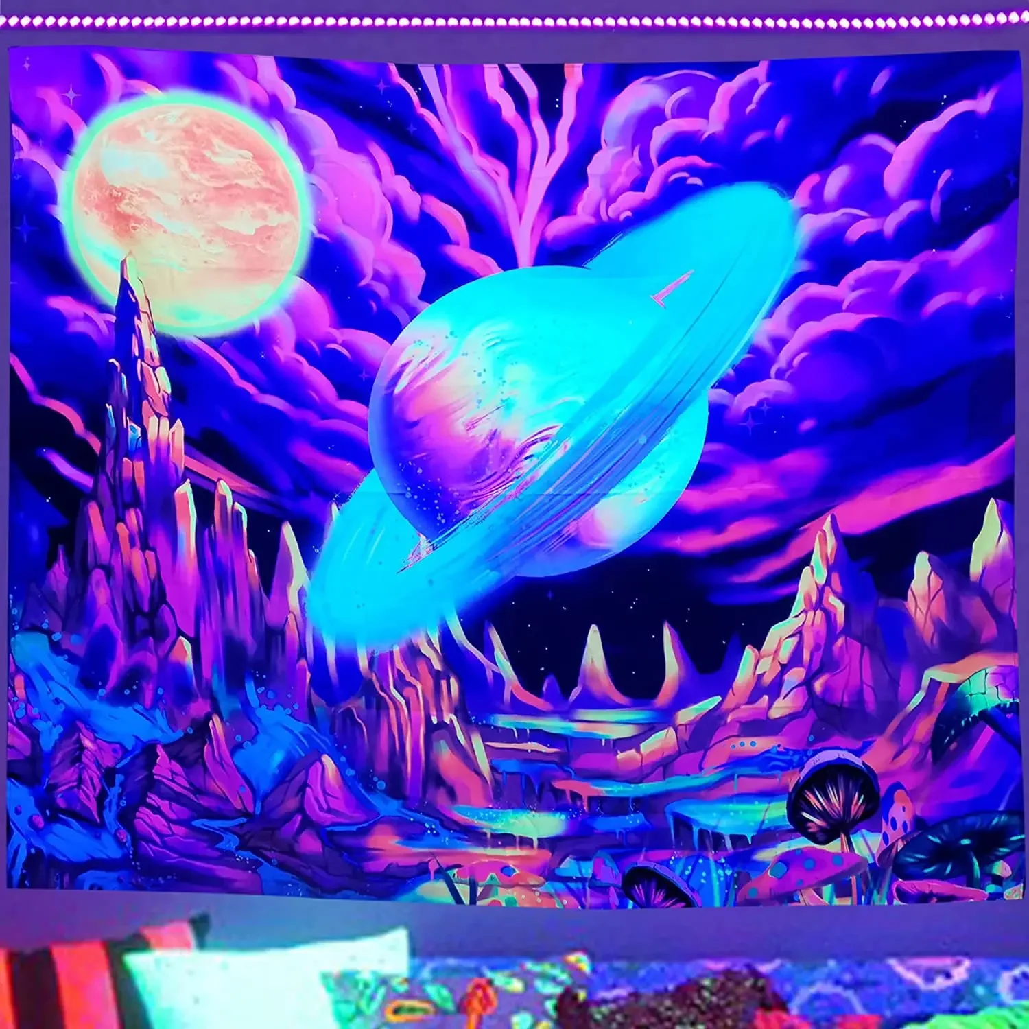 Black Light Astronaut Fluorescent Tapestry for Home Decor