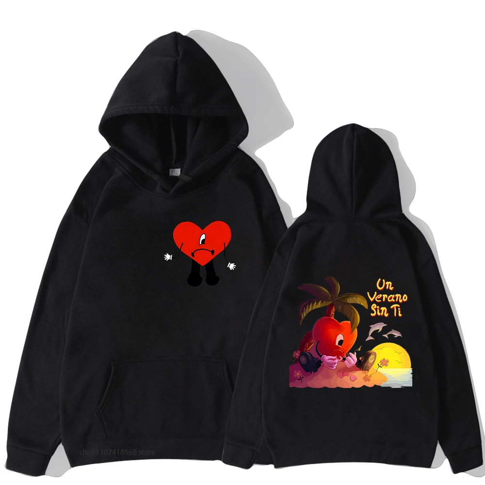 

Худи Bad Bunny UN VERANO SIN TI, толстовки, одежда для музыкального альбома, с надписью Love Eyes, Мужской Топ большого размера, Женская толстовка