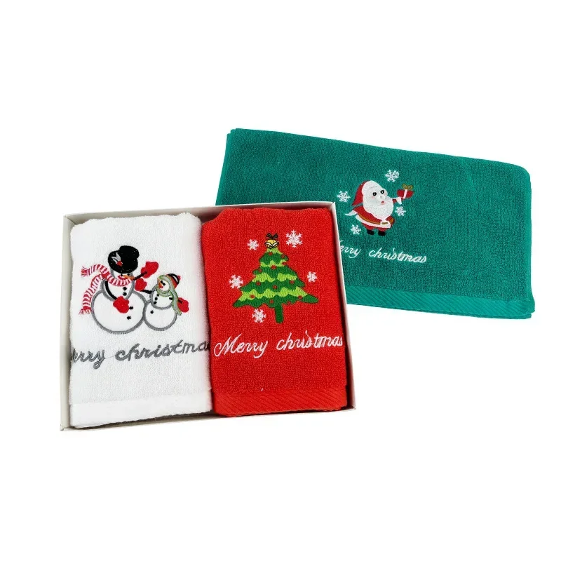 Microfiber Towel Set 1Pc Bathroom Towel Coral Fleece Absorbent Christmas Tree Santa Embroidery Face Bath Towels