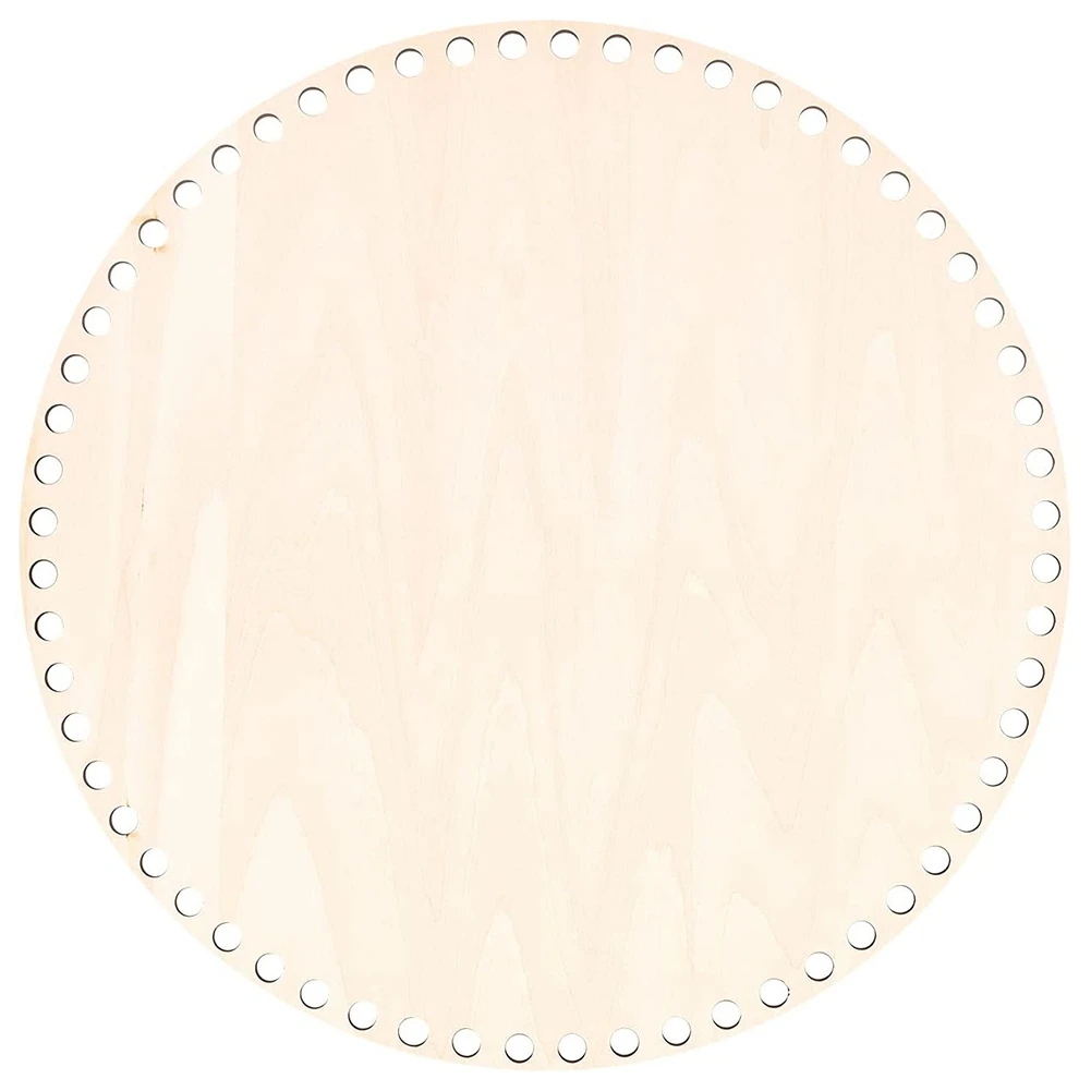 

30cm Natural Wooden Basket Bottom with Hole, Circle Blank Wood Base for DIY Knitting Crochet Bag Bottom Shaper Craft