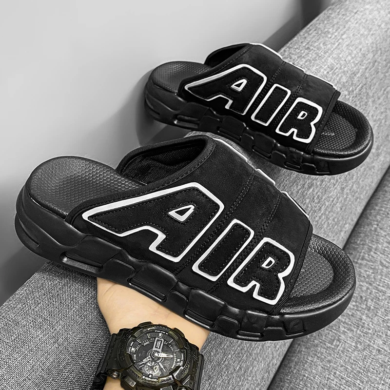

2024 New Style Slippers For Men Beach Summer Men's Flip Flop Outdoor PU Non-slip Platform Mans Sandals Fashion Male Footwear