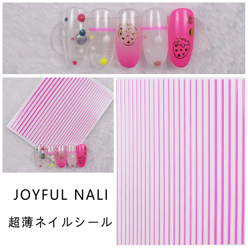 

1Pcs New Spring Manicure Line Stickers Aurora Colorful Lines Thin Nail Patches Wholesale 3d Back Glue Laser Bronzing Fluorescent