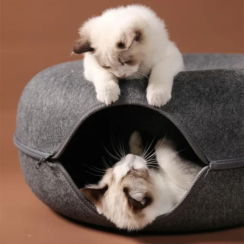 도넛 고양이 침대 반려동물 고양이 터널 인터랙티브 게임 장난감, 고양이 침대 이중 사용 실내 장난감, 새끼 고양이 스포츠 장비, 고양이 훈련 장난감, 고양이 집 3