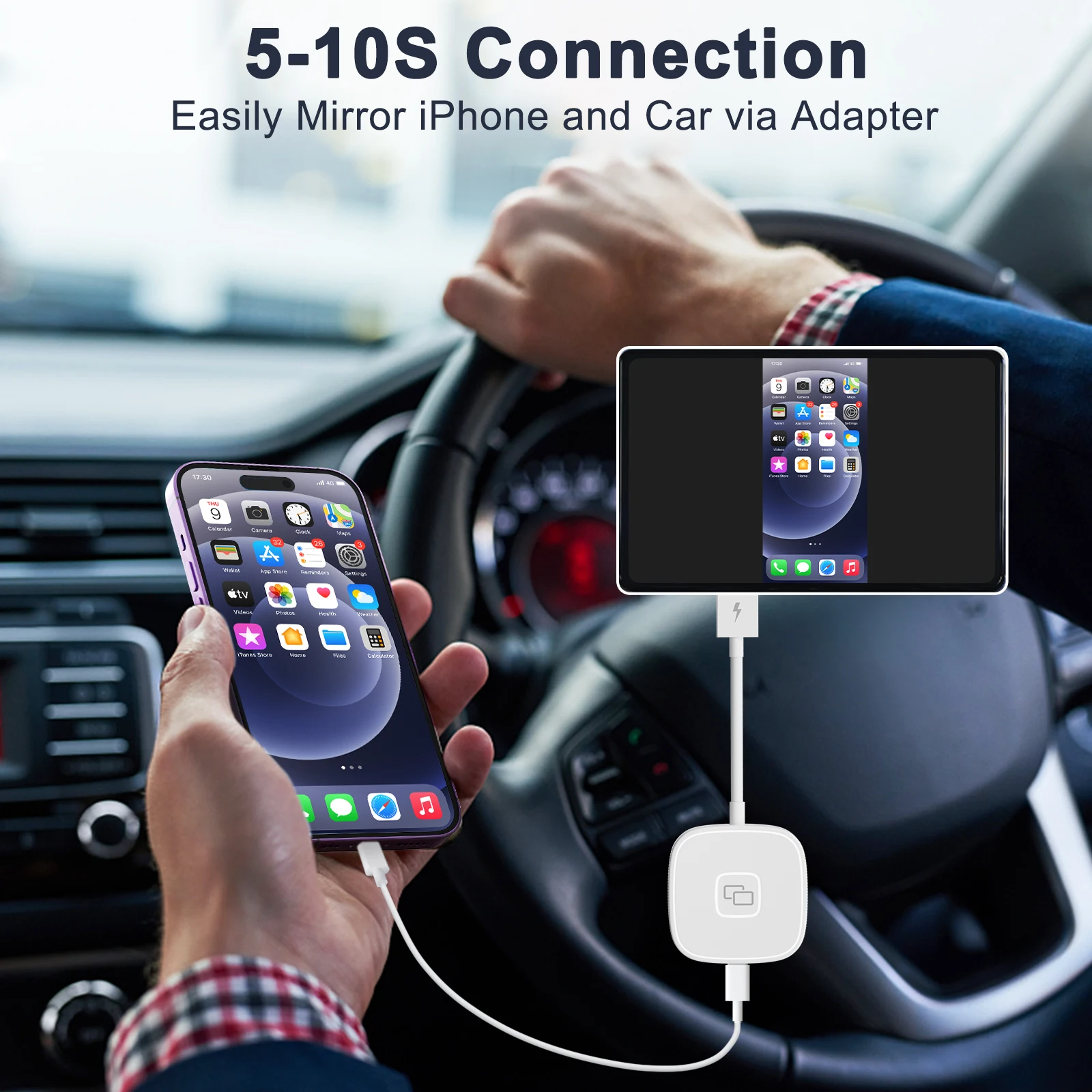 Adaptateur de miroir de voiture pour iPhone, adaptateur Carplay