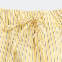 KONDALA Yellow Striped Print Women Suit V Neck Long Sleeve Loose Shirts+High Waist Wide Leg Pants Fashion 2025 Spring Autumn Set - Image 4