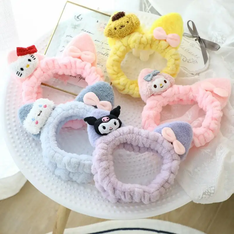 

Cartoon Sanrio Hair Bands Hello Kittys Cute Kawaii Anime Sports Yoga Face Mask Makeup Anti-Slip Hair Accessories Toys Girls Gift