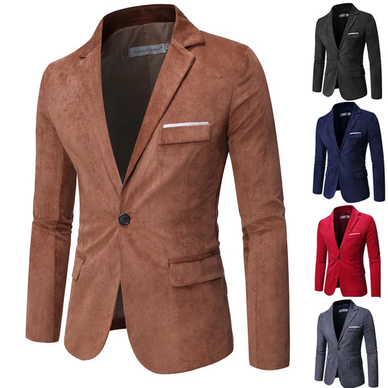 Autumn and winter men's corduroy suit jacket Korean style casual slim fit blazers Jackets