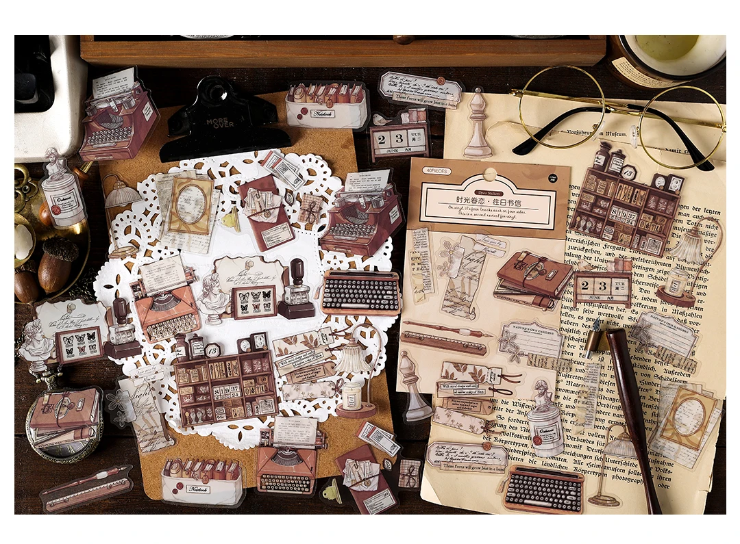 4style 40pcs Vintage Dark Art PET Stickers Creativity Decorative Diary Album Scrapbooking Collage material Junk Journal Supplies