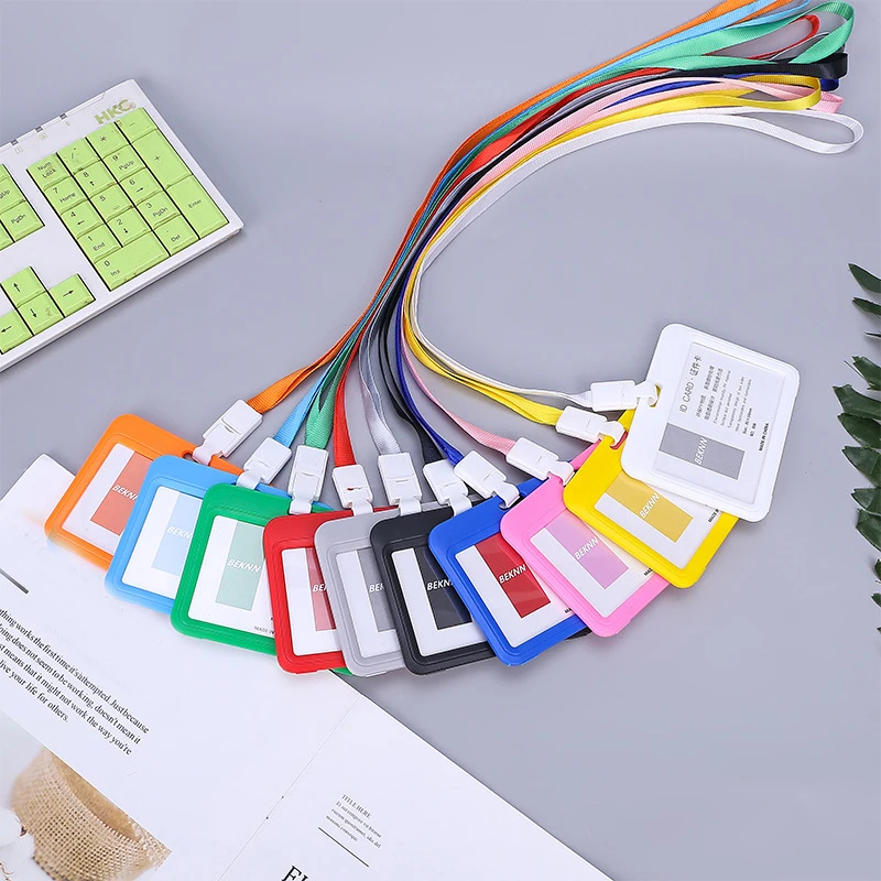 Евтин прозрачен притежател на бадж за идентификационни данни Връзка за бизнес среща Посещение Hang Pass Tag ID Card Candy Color Protector Case