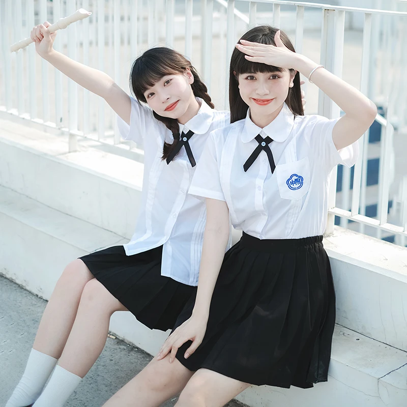 

Chinese Jk Uniform Set School Clothes Cos Student Sailor Suit Pleated Skirt School Navy Black Dress for Girl Seifuku Graduation