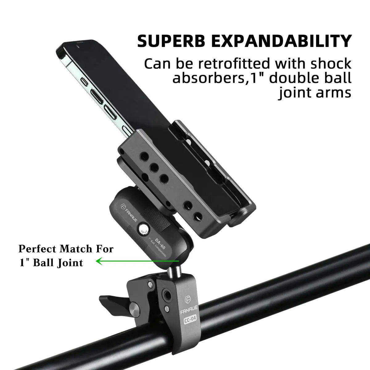 FANAUE Handlebar Clamp Mount Base mobile phone holder stand Support bracket Motorbike motorcycle Bicycles ATV/UTV for RAM Mounts — view 2