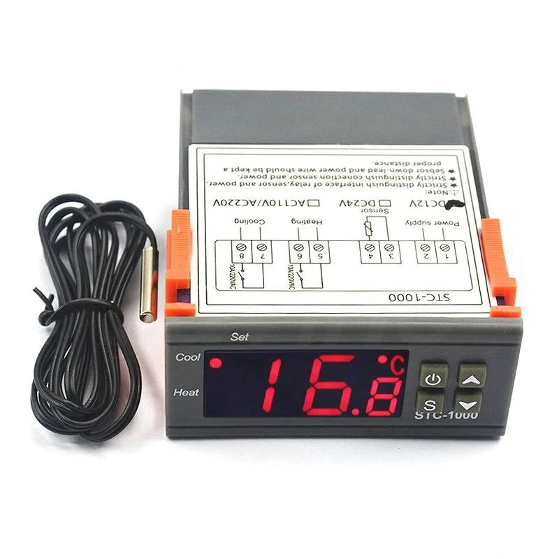 Digital Temperature Controller Digital Thermostat Thermoregulator Incubator Relay LED 10A Heating Cooling STC-1000 12V 24V 220V