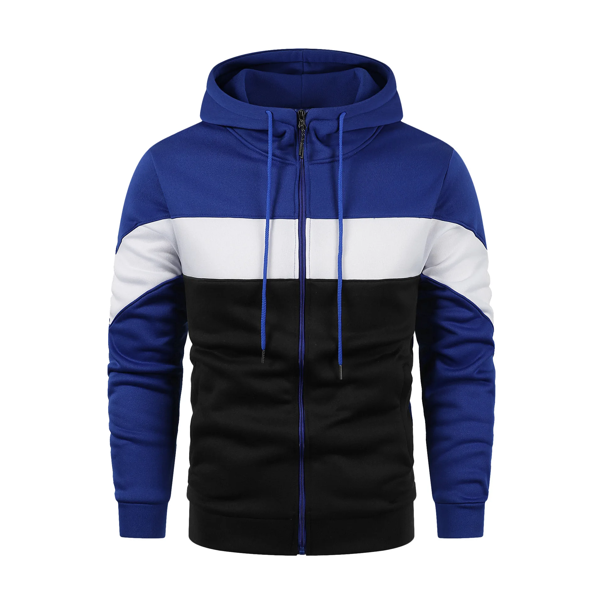 Spring and Autumn Men's and Women's Fashion Zipper Splicing Hoodie Hoodie Outdoor Sports Leisure Loose Simple Coat