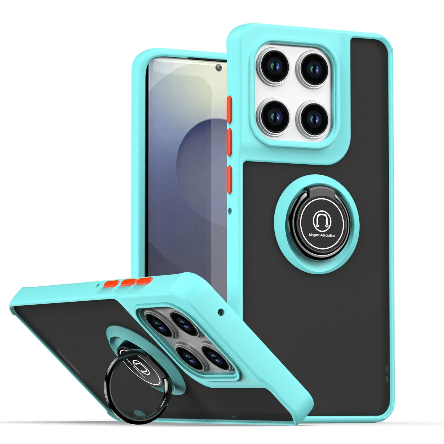 Durable Armor Matte Case with Ring Stand - Shockproof Protective Cover