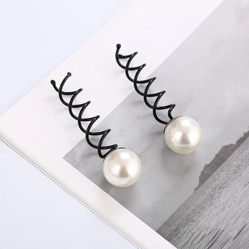 Koreanische Schwarze Perle Spirale Spin Schraube Bobby Pin Haar Clip Twist Flechter Haarspange Schwarz Haarnadeln Haar Flechter Styling Zubehör – Detail 5