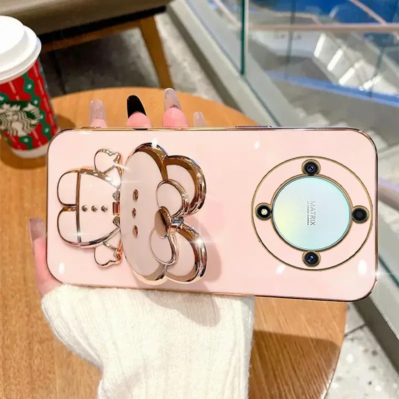 Luxury Rabbit Makeup Mirror Phone Holder Case