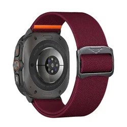 Nylon Elastic Sports Loop Wristband for Galaxy watch 7 Ultra (Wine Red)