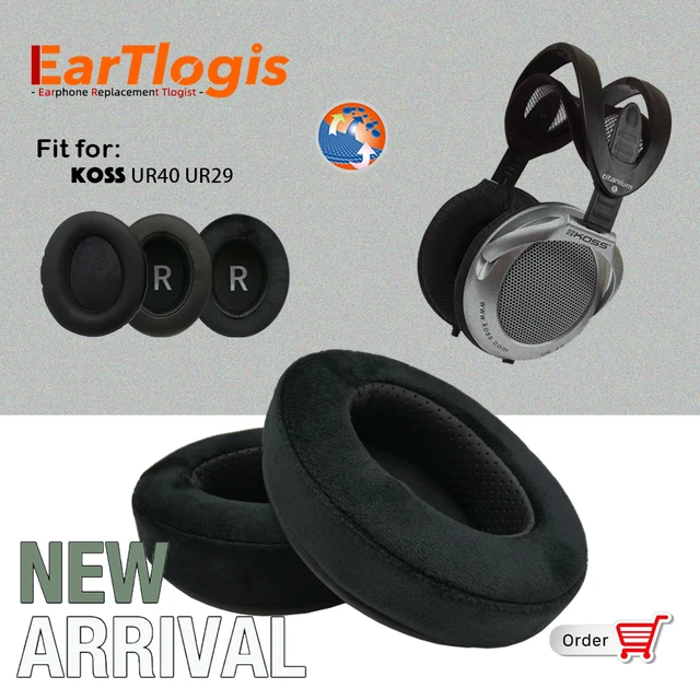 EarTlogis Replacement Ear Pads for Koss UR40 UR29 Headphones Thicken Memory  Foam Cushions Oval Headset Earmuff Earpads