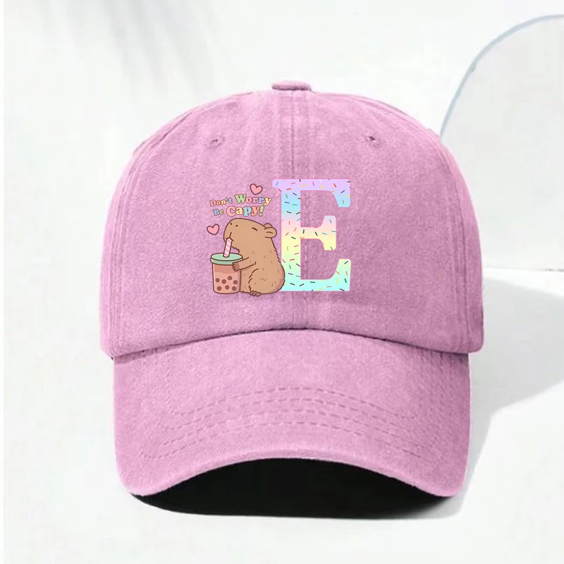 Charming Capybara Alphabet Baseball Cap – Summer Adjustable Sun Hat