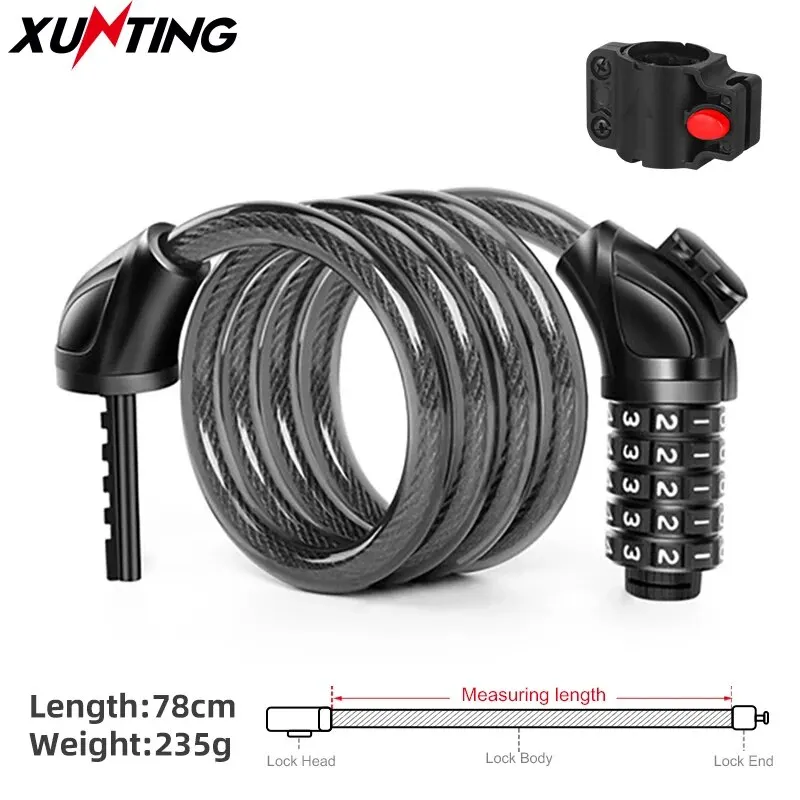 Xunting-Bike-Cable-Lock-78cm-Bike-Locks-Cable-5-Feet-Coiled-Secure ...