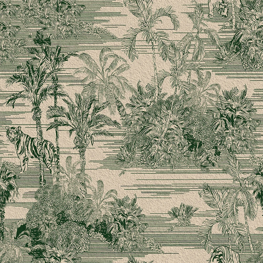 Green Peel & Stick Wallpaper Tropical Palm Rainforest Tiger Wall Paper Jungle Self Adhesive Cabinet Bedroom Shelf Vinyl Film soft tooth data strip label clamp soft hard co extrusion shelf channel advertising sign base clip self adhesive banner gripper