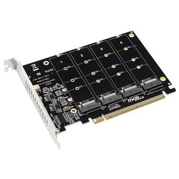 NVME Raid 카드 PCI Express 4.0 X16 to 4 포트 NVME 확장 카드 어댑터, 4x32Gbps M.2 NVME SSD M 키 PCI-E 분할 카드 라이저, 신제품