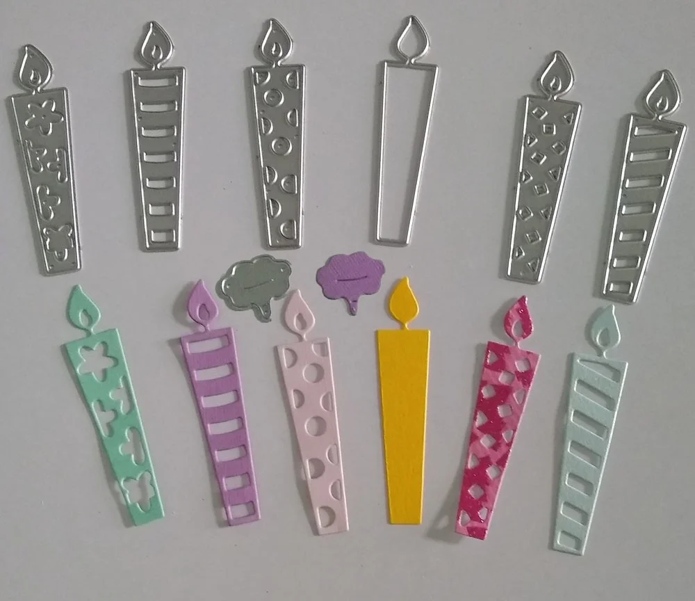 생일 캔들 금속 커팅 다이 스텐실 DIY 스크랩북 앨범 스탬프 종이 카드 엠보싱 장식 공예