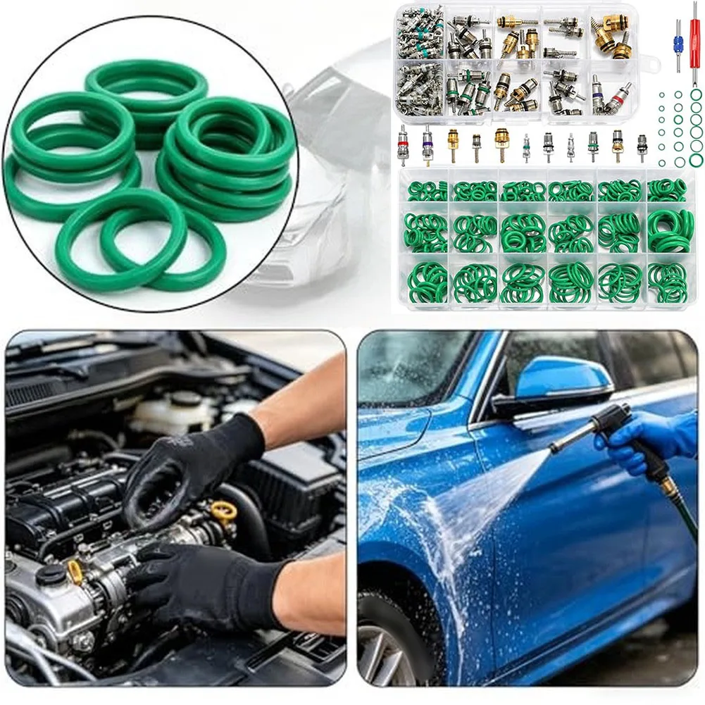 Kit di Riparazione per Aria Condizionata Auto da 372 Pezzi, Set di O-Ring R12 R134a, Valvole e Componenti per Linee di Refrigerazione Auto - Image 5