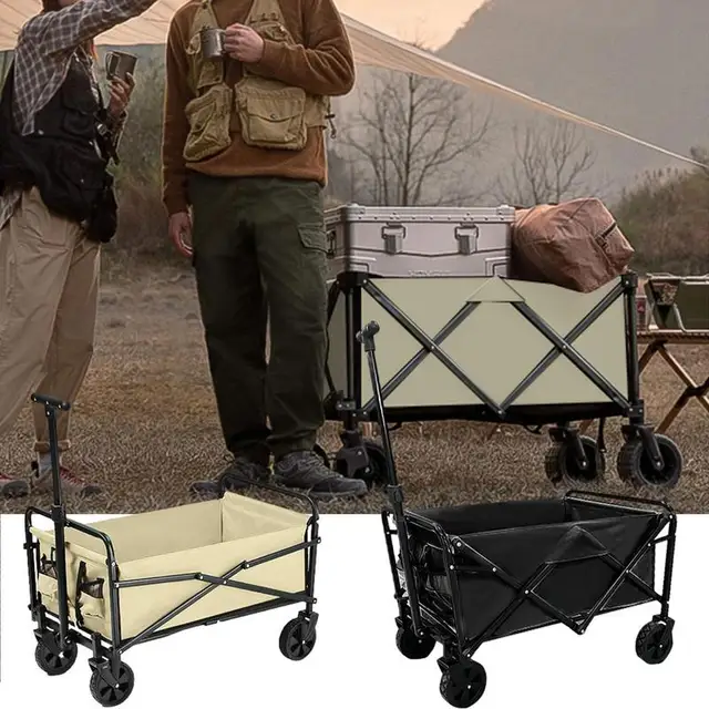 Kültéri Kemping Kosár 264 Lb Kapacitású Gördülő Kocsik Kerekekkel Összecsukható Közüzemi Kocsi Teherautó - Image 5