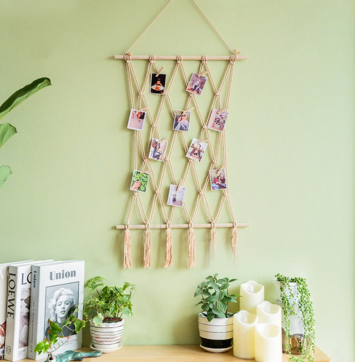 Hanging Photo Display Macrame Wall Hanging Pictures Frame Holder 10 Clips  Boho Home Office Decor Wall Art Teen Girl Room Decor - AliExpress